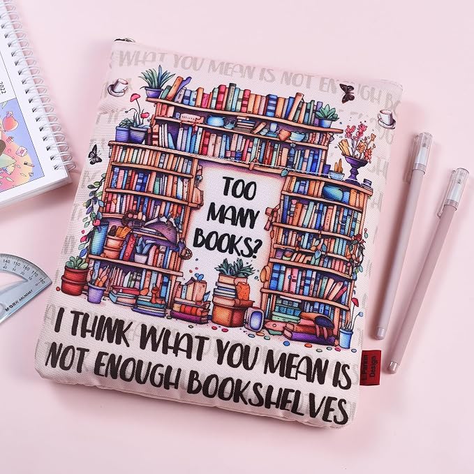 LParkin Book Lover Book Sleeve for Women, Bookworm Librarian Gift, Book Club Reading Lover Waterproof Book Cover, Funny Library Gift, Fabric Book Pouch