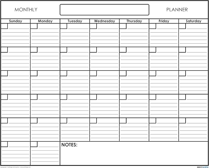 18" x 24" Erasable Undated One Month Laminated Wall Calendar Monthly Planner Blank Reusable for Organizing Home Office Academic Schedules