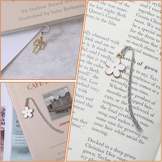 Tyqour 30PCS Metal Bookmarks Hairpin Hook Vintage Book Markers Carved Embossed Metal Bookmark Hooks for Teacher Reading Enthusiasts Jewelry Making Charms