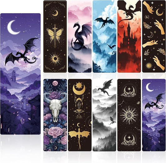 Dragon Fantasy Bookmarks Gifts, 100PCS Gothic Mystical Bulk Paper Reading Bookmarks Set, Cardstock with Matte Lamination, Cool Book Mark Gifts for Readers and Fantasy Lovers