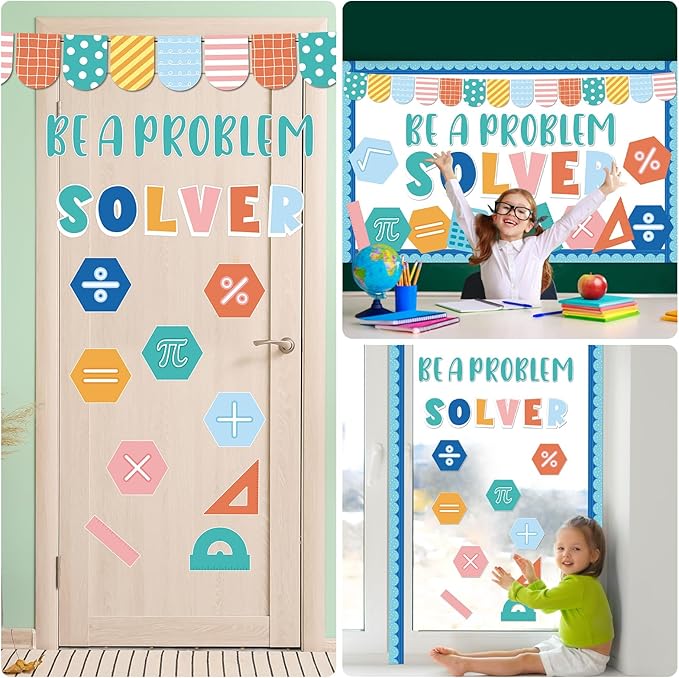 gisgfim Math Bulletin Board Decorations Be a Problem Solving Paper Cutouts Mathematics Symbol Math Signs Bulletin Board Set for Classroom Elementary Preschool Back to School Wall Door Decor Supplies