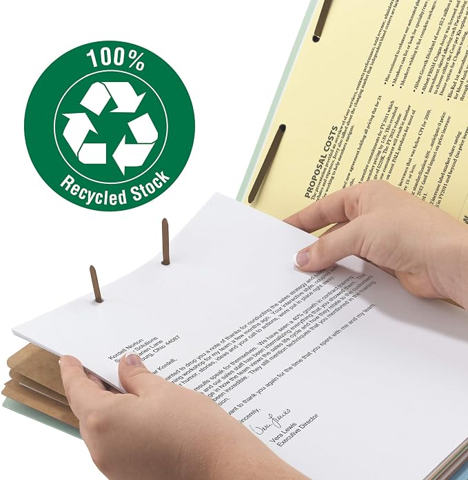 Smead 100% Recycled Pressboard Classification File Folder, 3 Dividers, 3" Expansion, Legal Size, Gray/Green, 10 per Box (19093)
