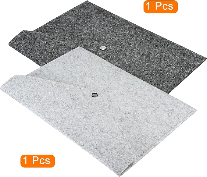 PATIKIL File Bag Felt Folder 2 Pack A4 Envelope Document Storage Pouch Organizer for Office Business, Gray Dark Gray
