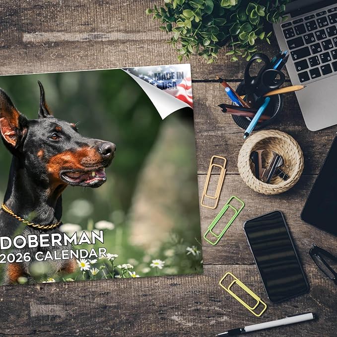 2025 2026 Doberman Calendar - Dog Breed Monthly Wall Calendar - 12" x 18" Open - Thick No-Bleed Paper - Giftable - Academic Teacher's Planner Calendar Organizing & Planning - Made in USA