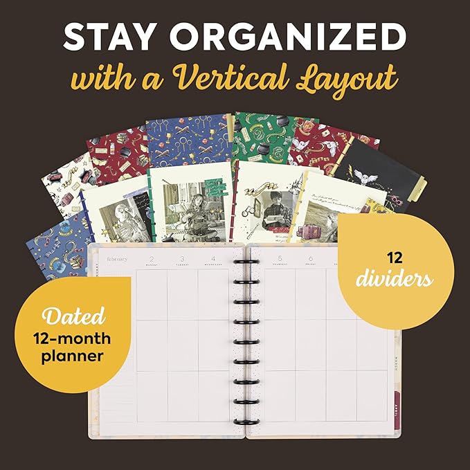 Happy Planner Harry Potter Disc-Bound 12-Month January–December 2026 Planner, Classic Size, Vertical Layout, Hufflepuff Magic