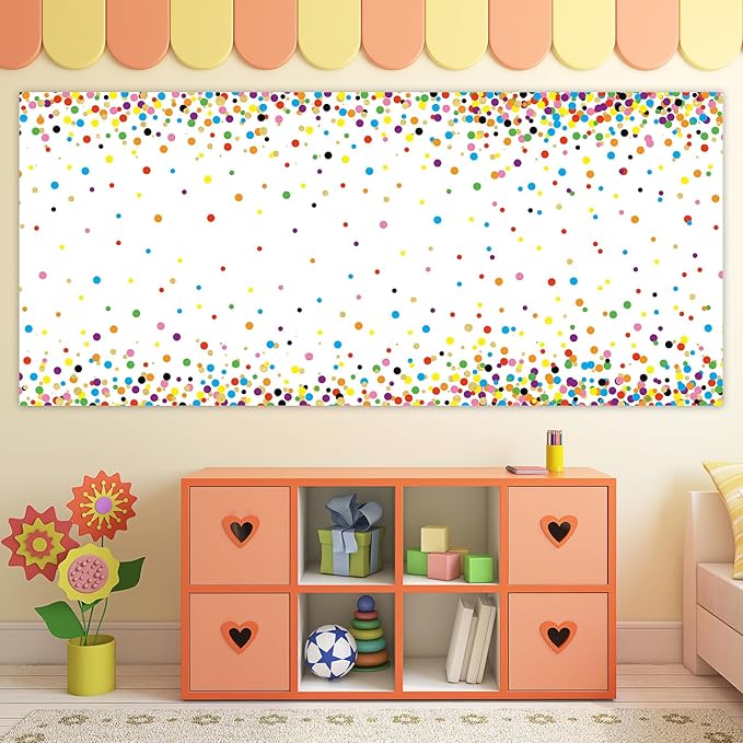 CHUNNIN Confetti Fabric Bulletin Board Decoration Colorful Dots Bulletin Board Background Creative Classroom Decor Arts Crafts Classroom Home Wall Decor Education Back to School Display Supplies