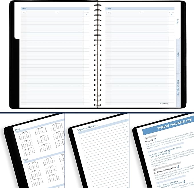 AT-A-GLANCE 2026 Appointment Book Planner, Weekly, 8" x 11", Large, The Action Planner, Black (70EP010526)