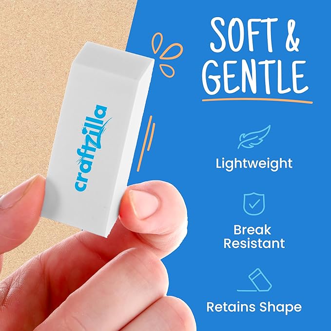 Craftzilla White Erasers Bulk 100 Pack - Large Latex- Free Bulk Erasers for Kids, Classroom, and School Supplies - Ideal for Pencils and Drawing - Borradores Escolares
