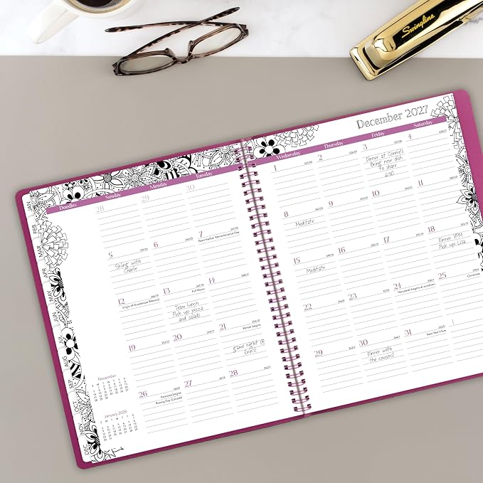 Mead Cambridge 2027 Appointment Book Planner, Weekly & Monthly, 8.5" x 11", Hourly, FloraDoodle (589-905-27)