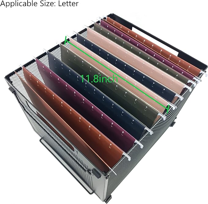 SETTFRFE Letter Size Hanging File Folder Organizer,Metal Filing Crate,File Basket for Hanging File,Black (Perforated metal plate)