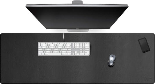 Cacoy 47''x16'' Large Leather Desk Pad, Extended Gaming Mouse Pad, Desk Mat for Keyboard, Computer Mat for Desk, 120x40cm PU Leather Desk Blotter, Waterproof Desk Protector for Office (Black)