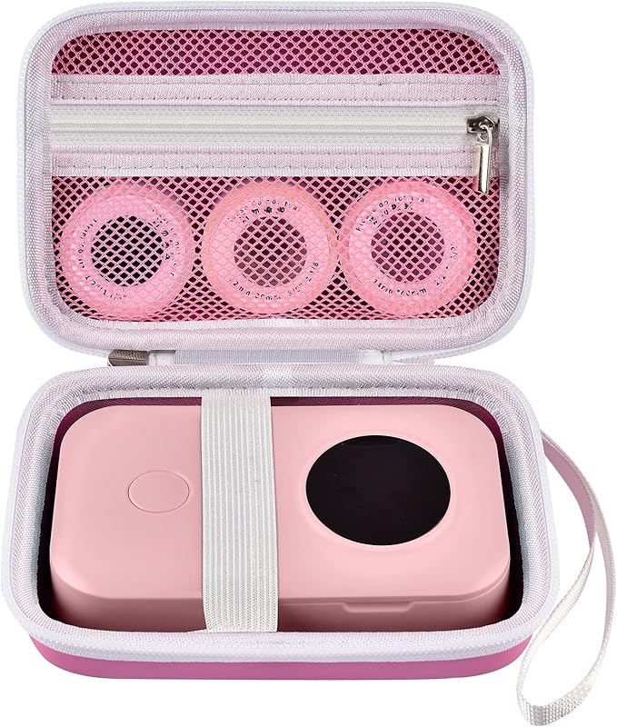 Case Compatible with Phomemo D30 D35 M02/ M02S/ M02 for NELKO Label Maker, for NIIMBOT for JADENS for Memoking for SUPVAN Labeler Sticker Storage Holder Tape Paper Roll & USB (Orange + Pink (2 Packs)