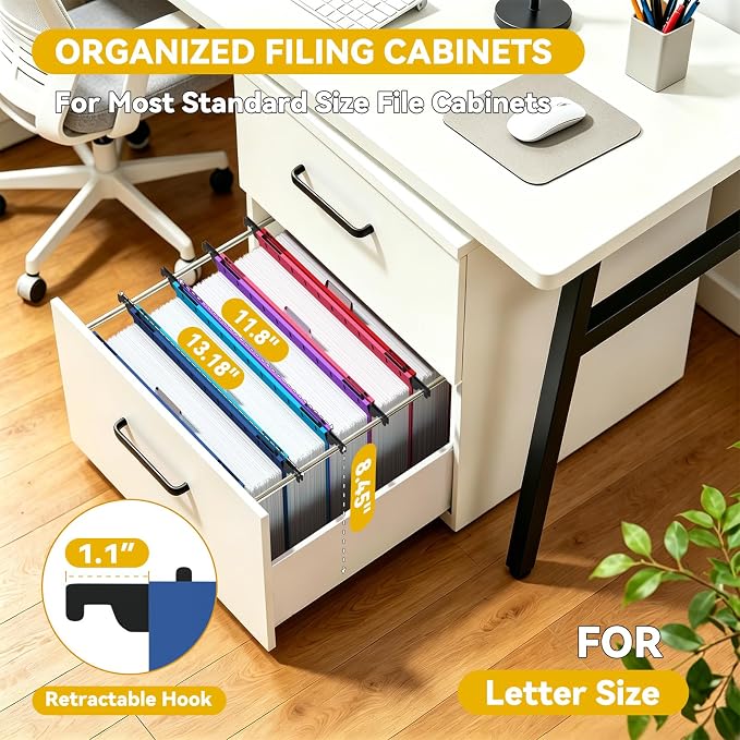 Plastic Heavy Duty Hanging File Folders,12 Pack Reinforced Letter Size Hanging Folders for Filing Cabinet,Candy Color Home Office Hang Foldr for File Box Frame Drawer,Filing System with Tabs