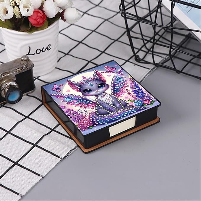 Diamonds Painting Kit Note Box,Memo Paper Storage Box Diamond Art,Sticky Note Holder Diamond Art,Diamond Painting Memo Pad For Office Desk. (Cat2)