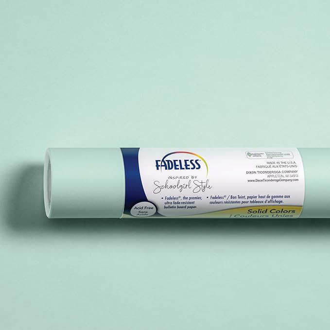 Fadeless Schoolgirl Style Bulletin Board Paper, Mint to Be, 47.25" x 50', 1 Roll