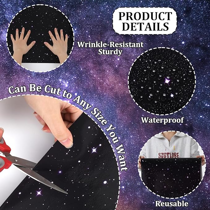Starry Bulletin Board Paper Roll Non-Woven Bulletin Board Background Reusable Waterproof Blue Purple Classroom Poster Fade Resistant Poster for Classroom Decor Wrapping Crafts Supplies 15.6 In x 12 Ft