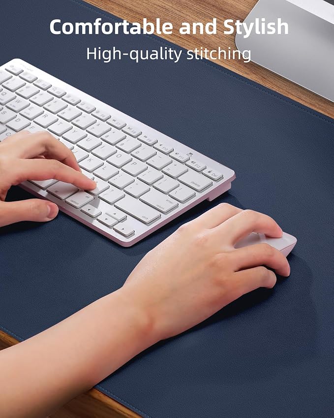 AFIING Leather Desk Pad Protector- 48" x 17" Office Desk Mat, Non-Slip PU Leather Mouse Pad, Waterproof Desk Blotter Mat, Desk Cover Mat for Office and Home (Midnight Blue)
