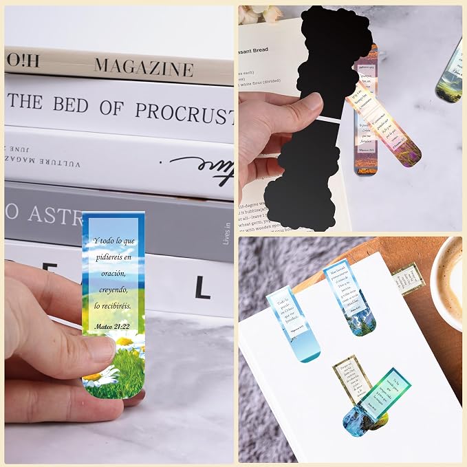 Spanish Bible Magnetic Bookmarks: 30PCS Separadores de Biblia en Español Book Marks Bible Study, Inspirational Book Clips with Scripture, Religious Christian Gifts for Women Men Church Members