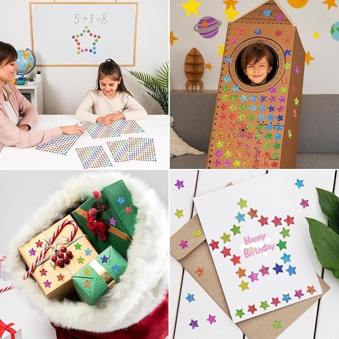 2808pcs Star Stickers for Kids Reward,0.6"Holographic Star Stickers,for School,Classroom,Student,and Teacher Supplies,Behavior Reward Charts