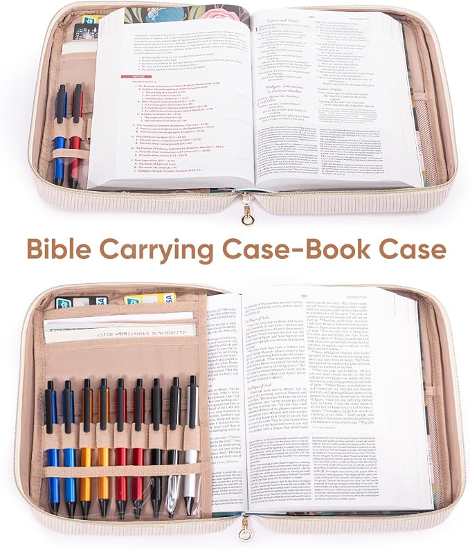 Bible Cover for Women, Initial Personalized Bible Gift - Bible Case for Men - Bible Holder - Bible Bag - Bible Carrier - Bible Carrying Case with Pockets for Bible Study Suppliers, Bible Accessories