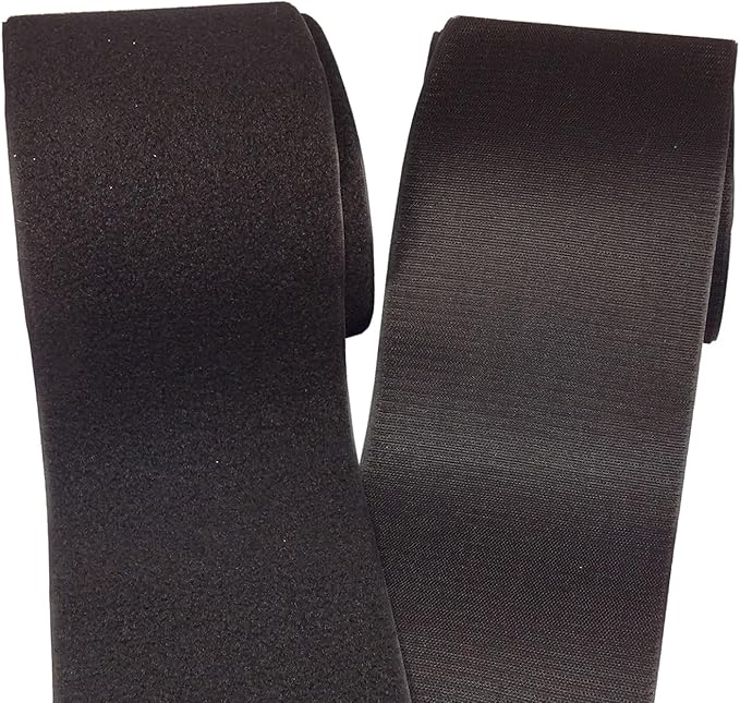 BlueDot Trading One Set of Hook & Loop Fastener Sew-On Style for use with Bags, Clothes, Costumes, Office, Home, or School, 6" Wide x 5 Yard Length, Black