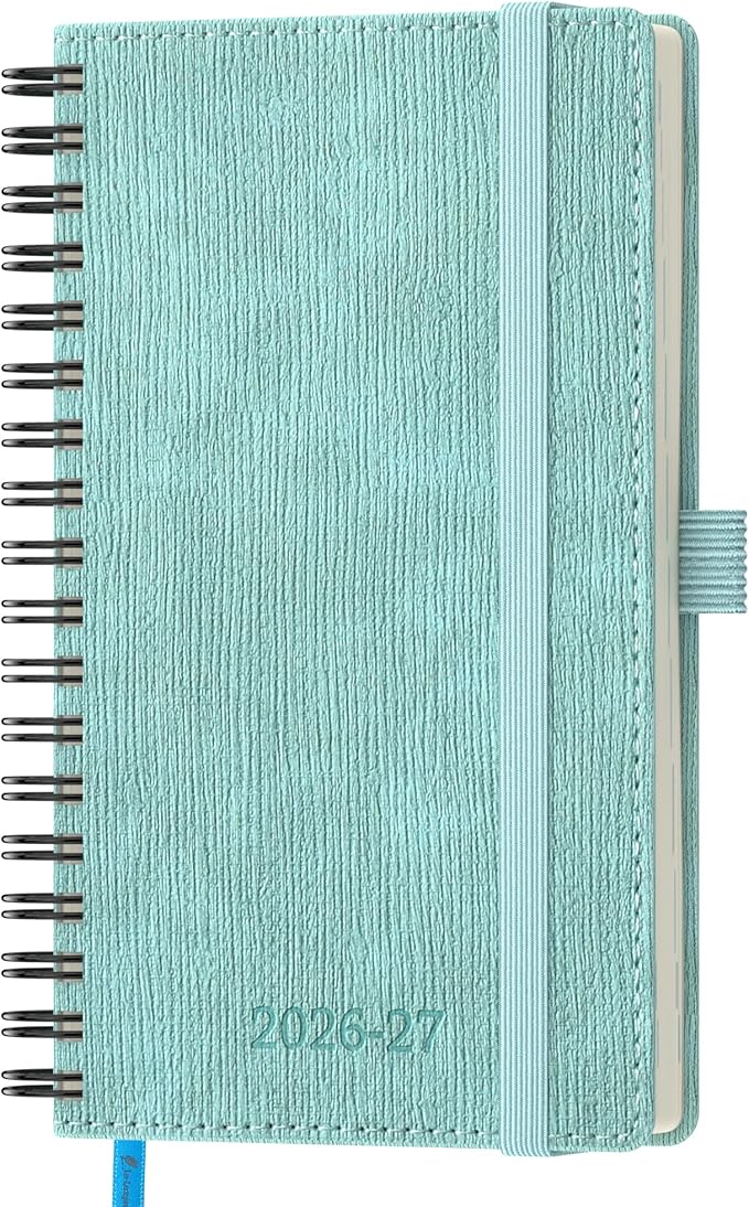 2026-2027 Planner, Daily Weekly Monthly Academic Planner, 18 Months Spiral Bound Agenda, 6.5" x 3.75", Vertical Layout, Calendar Planner, Vegan Leather Soft Cover,Sky Blue
