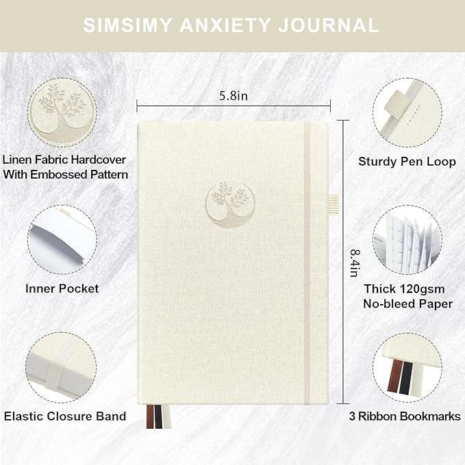 Mental Health & Anxiety Journal, 91 Days Mood Tracker Journal for Mindfulness, Self Care & Stress Relief, Guided CBT Journal with Mental Health Coloring Book Pages & Dream Diary to Record, Wellness Gifts for Women Men