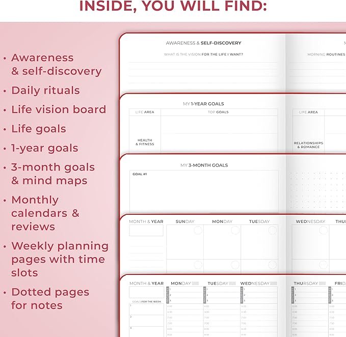 Clever Fox Planner Schedule – Undated Weekly & Monthly Life Planner with Time Slots, Appointment Book & Daily Organizer, A5 (Red)