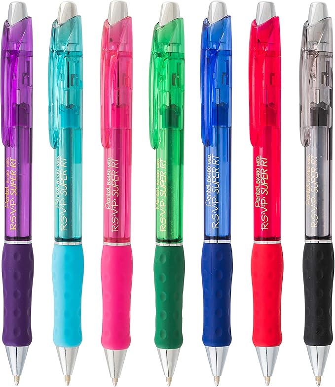 Pentel RSVP Super RT Ballpoint Pen, (1.0mm) Medium Line, Sky Blue Ink, Box of 12 (BX480-S)