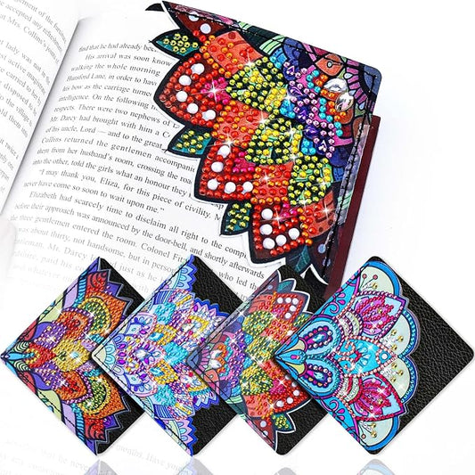 Diamond Art Bookmarks, 4 PCS Cute Diamond Art Bookmarks for Book Lovers, DIY Corner Bookmark Diamond Art Kits for Kids