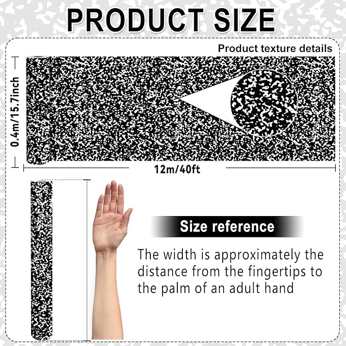 Black Composition Bulletin Board Roll Reusable Waterproof Erasable Composition Notebook Non-Woven Fabric Bulletin Board Roll Black and White Background Poster for Classroom Decor Wrap Craft 15.7"x40ft