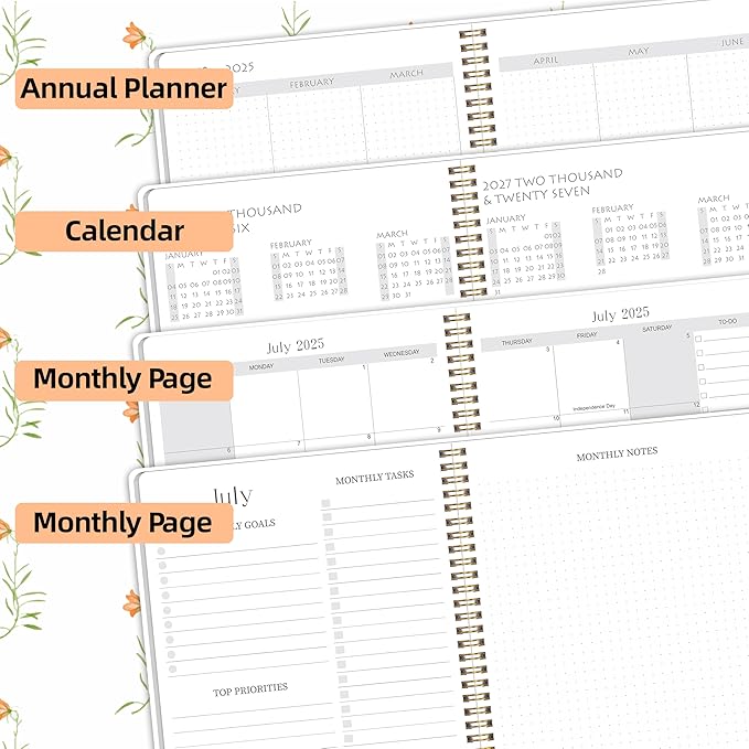Monthly Planner 2025-2027, July 2025 - June 2027, 7" x 9", 2 Year Calendar 2025-2027 Monthly Planner, 24 month Calendar Perfect for School & Office