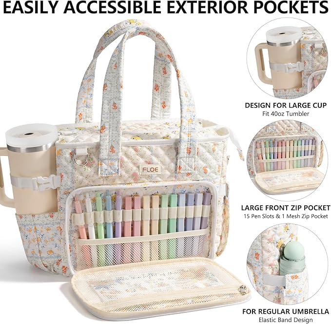 Large Bible Bag for Women Bible Cover Case, Quilted Puffer Bible Tote Bag Church Bag w/Shoulder Strap, Bible Study Supplies Journaling Kit Accessories Tabs, Mothers Day Christian Gifts for Women Mom