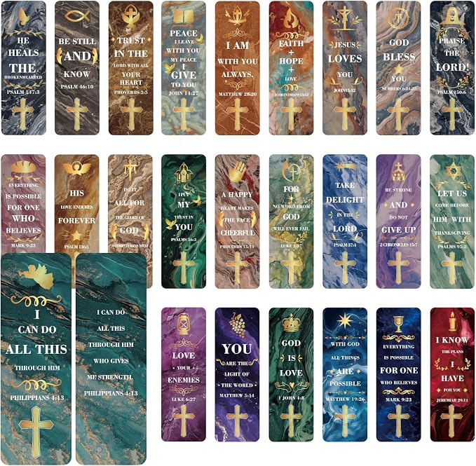 100 Pack Bookmarks with Bible Verses, Double-Sided Designs Inspirational Christian Bookmark for Women & Men Reading Lover Bible Book Markers for Classroom Church