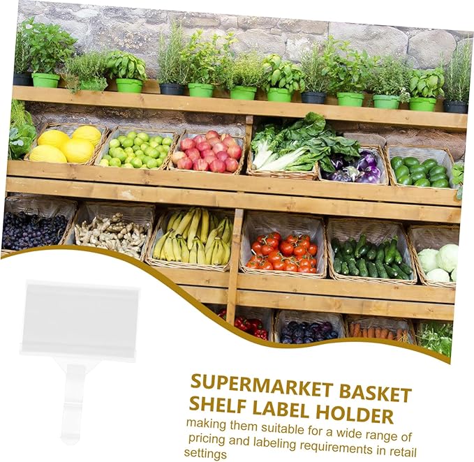 ULTECHNOVO 80pcs Plastic Label Holders for Shelves Hook-style Price Tags for Supermarkets Retail Stores Easy Attach Remove Plastic for Daily Use
