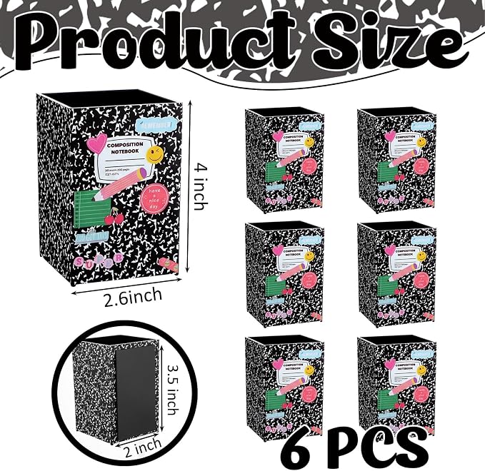 6 Pcs Composition Notebook Classroom Decor Classroom Magnetic Storage Boxes Magnetic Storage Containers Plastics Pen Holder for Refrigerator Whiteboard Home Office School Organizer Supply