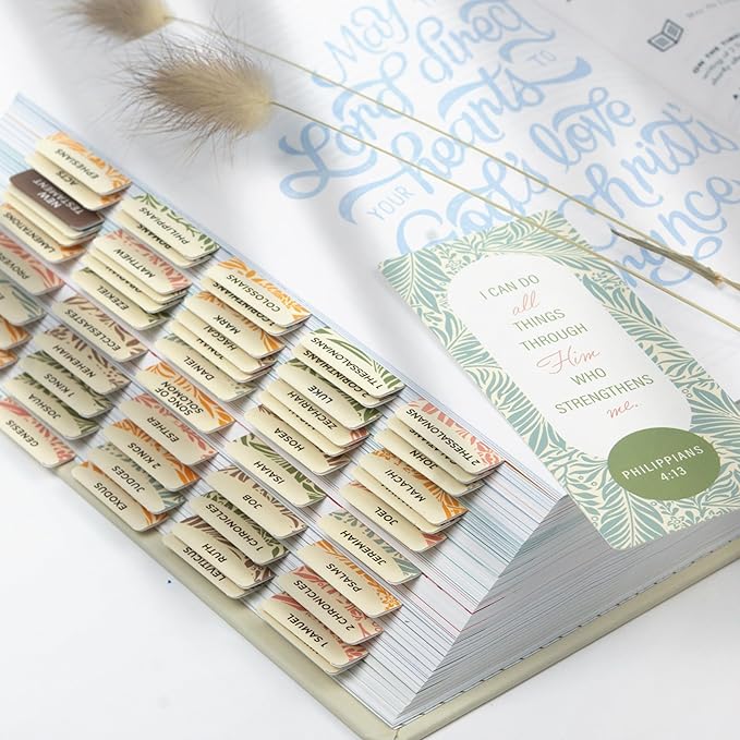 OFFILICIOUS 100 Bible Book Tabs, Soft-Touch, Laminated Bible Tabs for Bible, Protestant & Catholic Bible Tabs Large Print, Blue & Pink Bible Tabs for Women, Bible Accessories