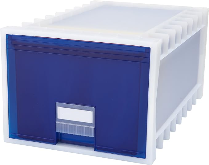 Storex 24-Inch Archive Storage Box for Letter Size Hanging Files, Frosted/Blue (61104U01C)