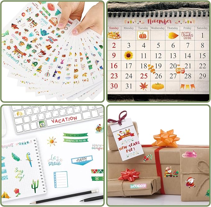 24 Sheets Daily Planners Holiday Seasonal Planner Stickers Birthday Monthly Celebrations Monthly Sticker Book Planner Accessories for Calendar Planning Scrapbooking General Events