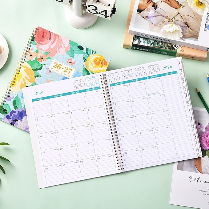 Planner 2026-2027 - Monthly Planner 26-27, JUL 2026 to DEC 2027, 9''X11'', 18 Months Planner 2026-2027, Monthly Tabs, Notes Pages, Back Pocket