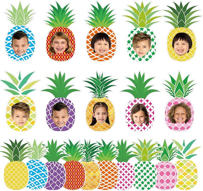 gisgfim 80Pcs Summer Cutouts Pineapple Decoration Bulletin Board Luau Tropical Paper Cut-Outs Classroom Decor for DIY Craft Photo Wall Summer Hawaiian Beach Kindergarten Preschool Party Favor Supply