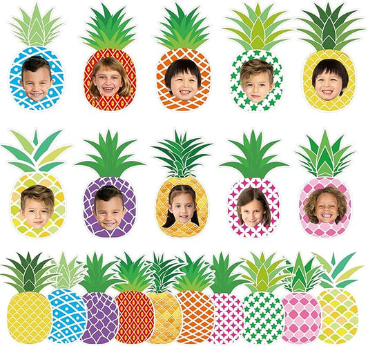 gisgfim 80Pcs Summer Cutouts Pineapple Decoration Bulletin Board Luau Tropical Paper Cut-Outs Classroom Decor for DIY Craft Photo Wall Summer Hawaiian Beach Kindergarten Preschool Party Favor Supply