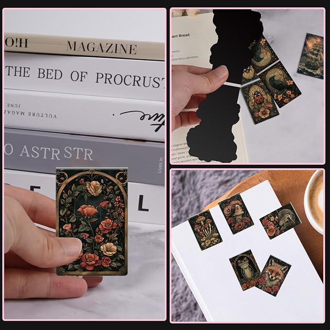 20 Pcs Magic Magnetic Bookmarks, Gothic Cottagecore Tarot Enchanted Forest Style Magnet Bookmark Clips, Vintage Dark Fantasy Book Accessories for Magic Lovers Readers