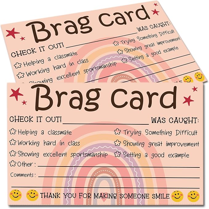 Boho Teacher Mail Brag Cards - 50 Postcards for Positive Notes Home to Parents, Classroom Incentive Cards for Elementary School Teacher Supplies