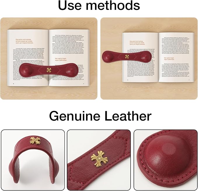 Book Weight Holder Wooden Thumb Book Page Open Weighted Bookmark Corner Reading Accessories Office Desk Decor Executive Gift for Writer Reader (Red)