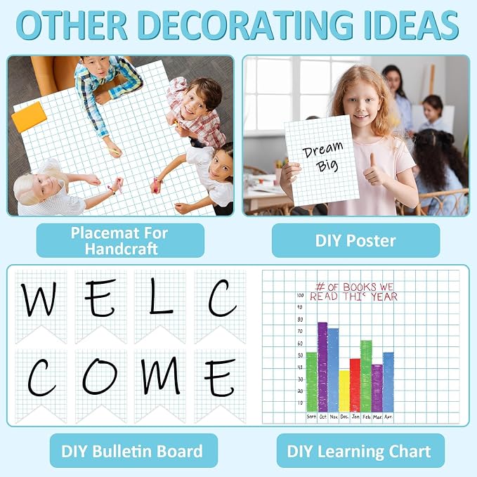 Qyeahkj Blue Checked Bulletin Board Paper Roll Blue White Bulletin Board Background Paper Fade Resistant Classroom Decoration Poster Art Craft Home Wall Education Decoration Supplies 17.7in x 20ft