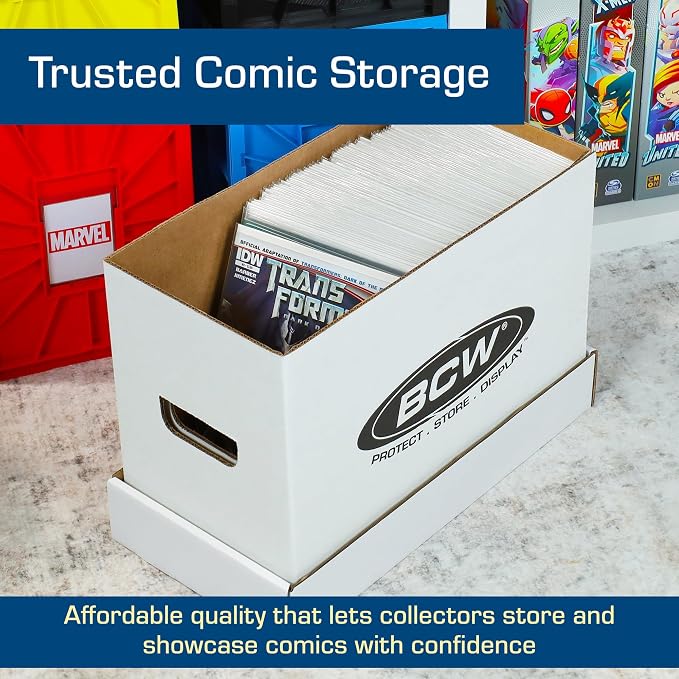 BCW Short Comic Storage Box - 3 Pack | Holds 150-175 Current/Silver Age Comics | Stackable, Durable 200 lb. Strength
