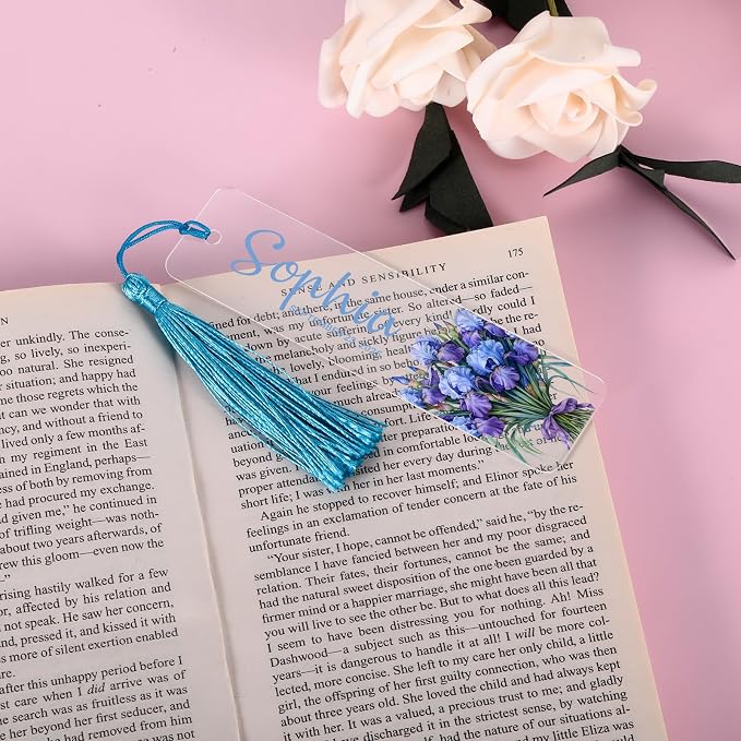 Personalized Bookmarks for Women Book Lover Birth Flower Birthday Customized Gifts for Reading Her Daughter Friends (Acrylic Bouquet)