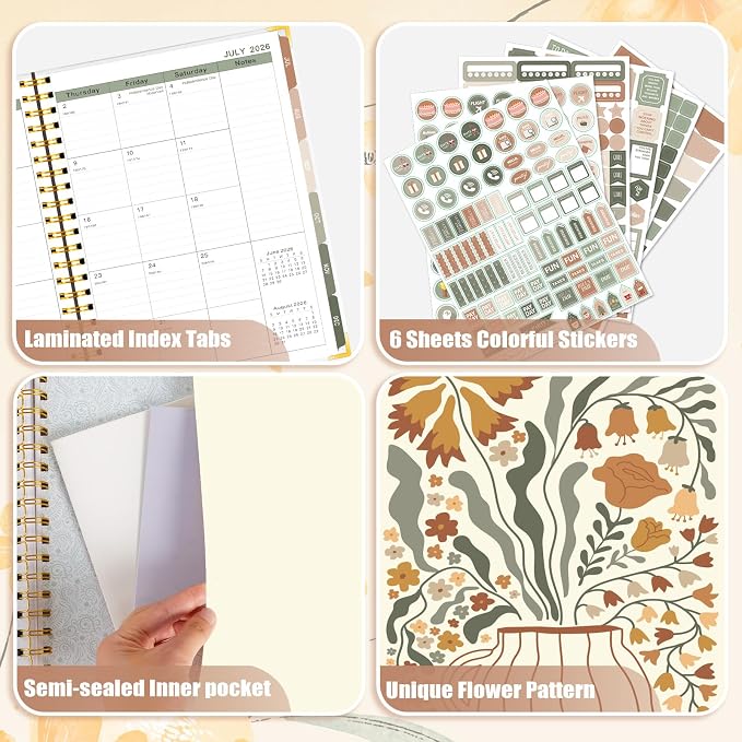 Large 2026-2027 Academic Planner – Weekly & Monthly Planner Organizer from July 2026 - June 2027, 8.5"x11" Aesthetic Daily Agenda Planning Book with Pocket Stickers for Women Students Office, A4 Size