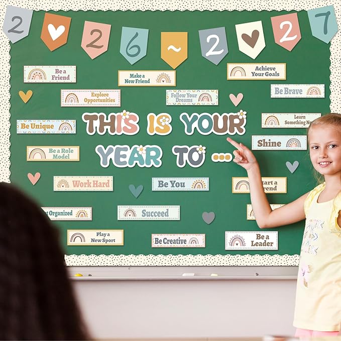Boho Classroom Bulletin Board Decorations, This is Your Year to Bulletin Board Sets, Growth Mindset Positive Affirmations Wall Decor for Teacher Welcome Back to School Classroom Door Wall Decors